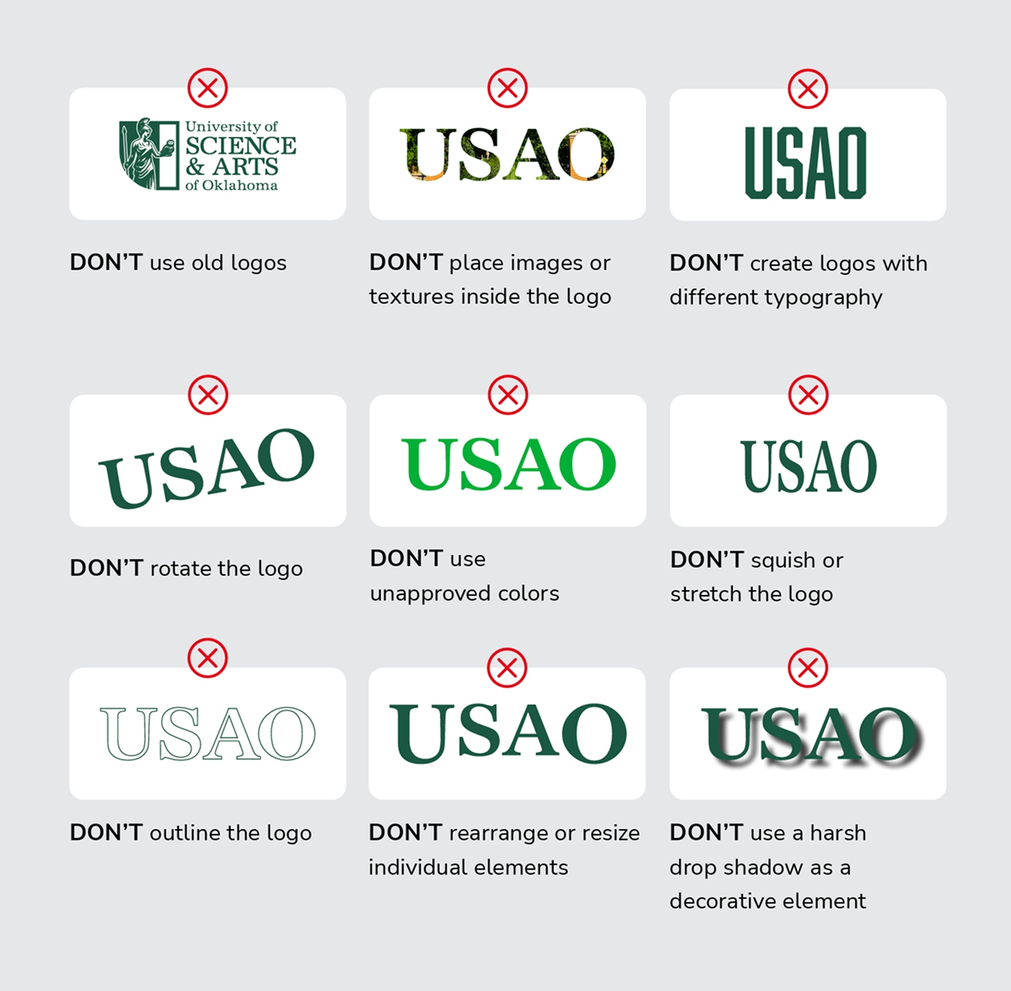 USAO Logo Incorrect Use Examples